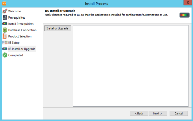 IIS Install or Upgrade Screen